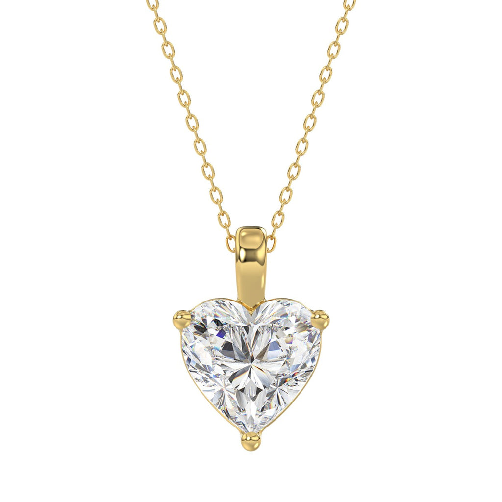 LADIES SOLITAIRE PENDANT 4.00CT HEART DIAMOND 14K YELLOW GOLD 