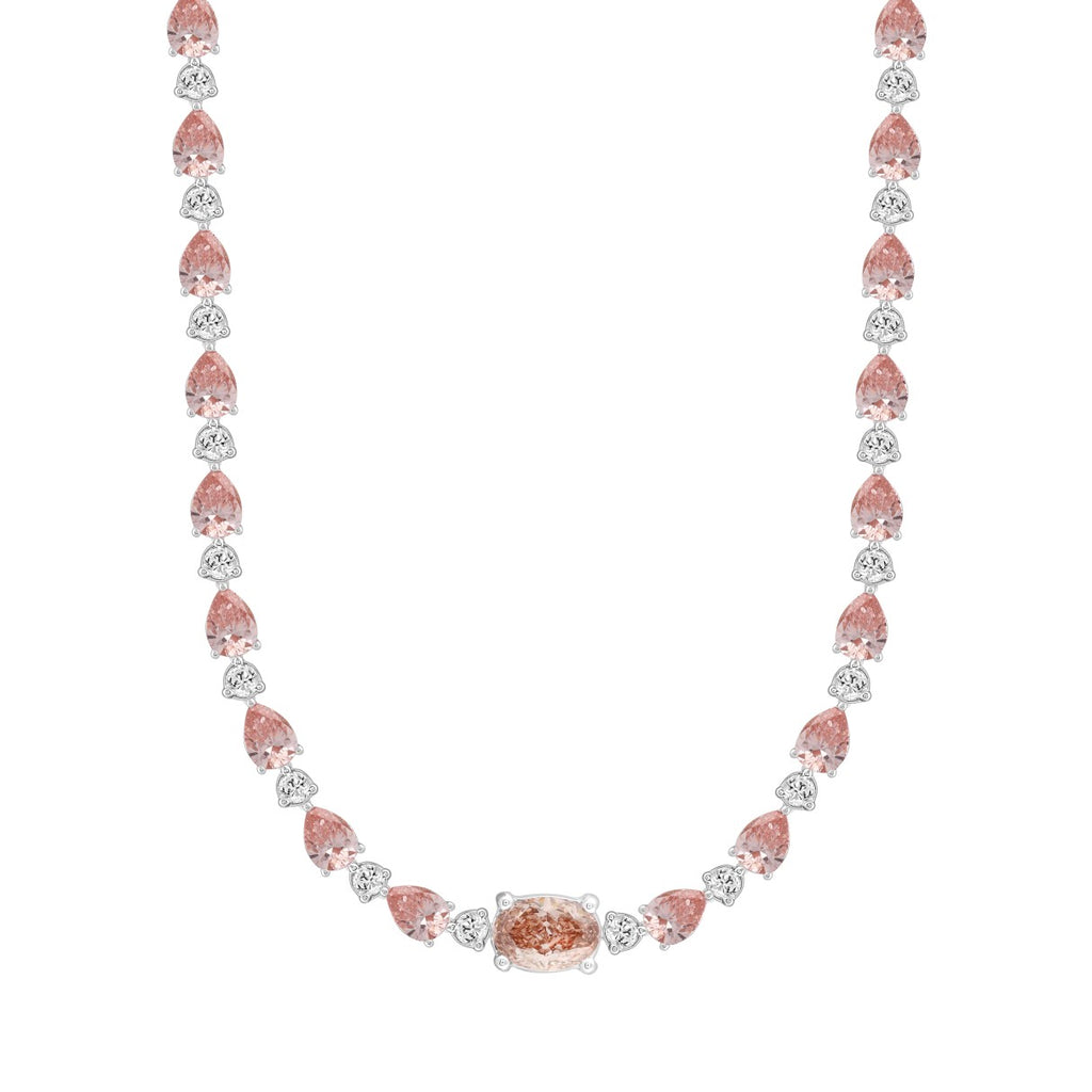 LADIES NECKLACE 15CT ROUND/PEAR/OVAL DIAMOND 14K WHITE/ROSE GOLD 