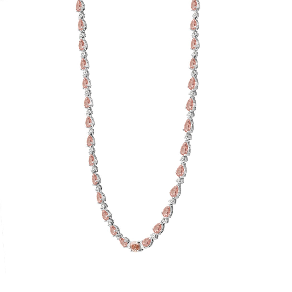 LADIES NECKLACE 15CT ROUND/PEAR/OVAL DIAMOND 14K WHITE/ROSE GOLD 
