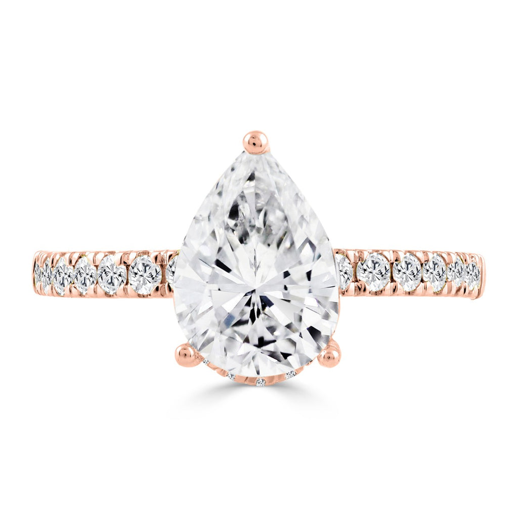 14K ROSE GOLD 1/2CT ROUND/PEAR DIAMOND LADIES RING (CENTER STONE PEAR DIAMOND 2CT)