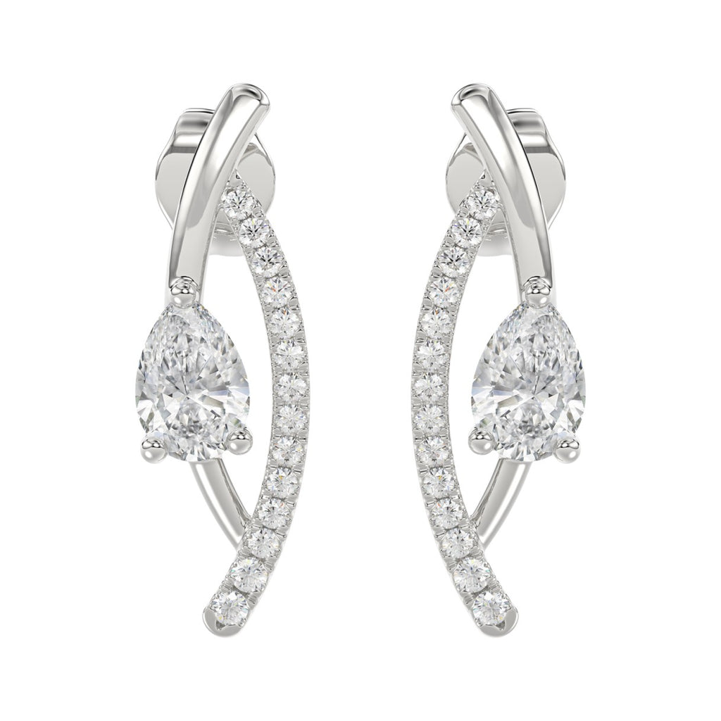 14K WHITE GOLD 1.00CT ROUND/PEAR DIAMOND LADIES EARRINGS