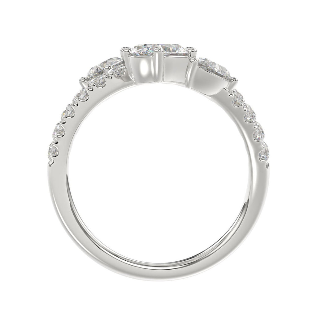 LADIES RING 2.00CT ROUND/OVAL/PEAR DIAMOND 14K WHITE GOLD 