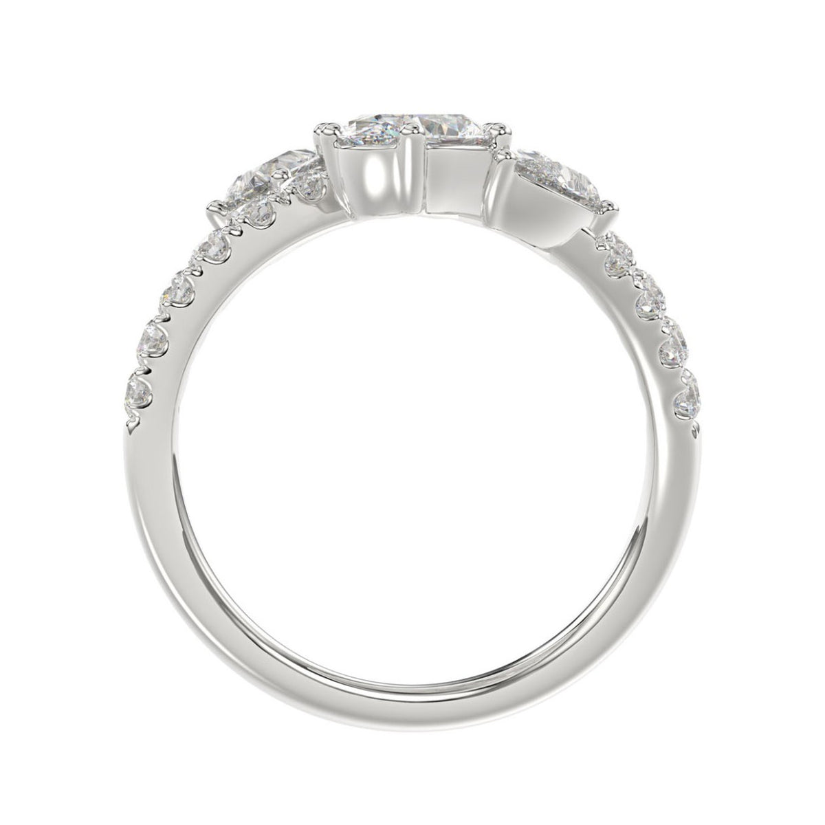 LADIES RING 2.00CT ROUND/OVAL/PEAR DIAMOND 14K WHITE GOLD 