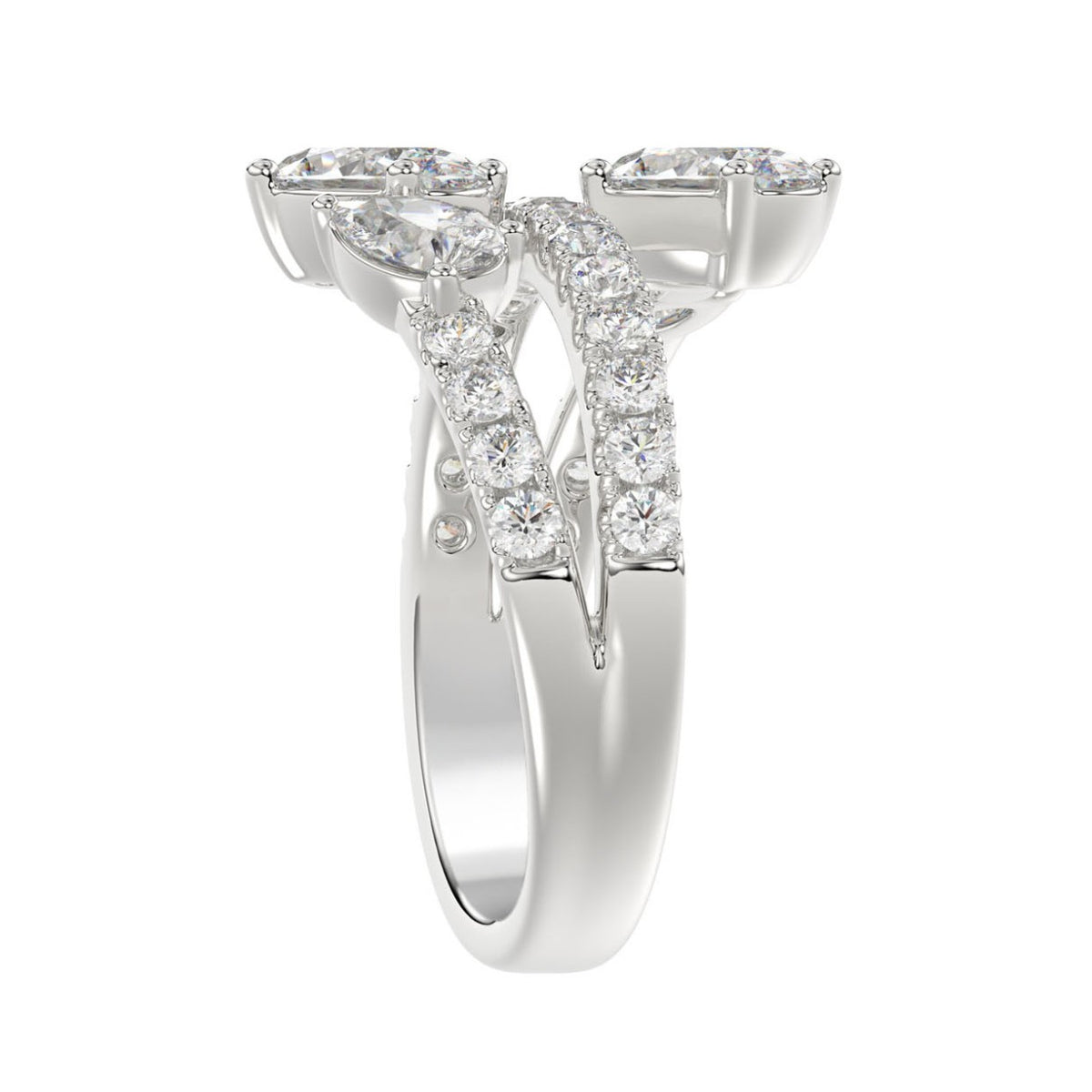 LADIES RING 2.00CT ROUND/OVAL/PEAR DIAMOND 14K WHITE GOLD 
