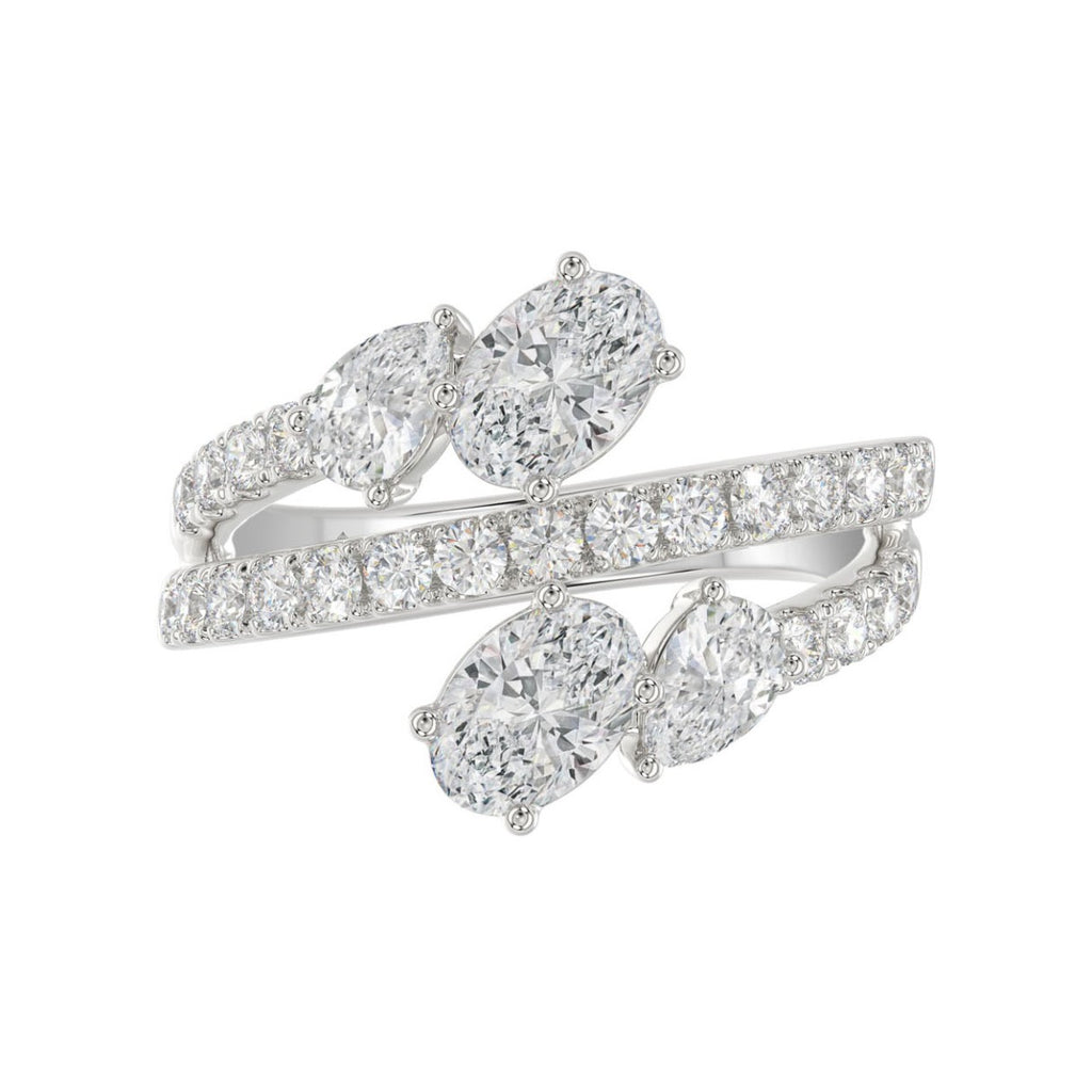 LADIES RING 2.00CT ROUND/OVAL/PEAR DIAMOND 14K WHITE GOLD 