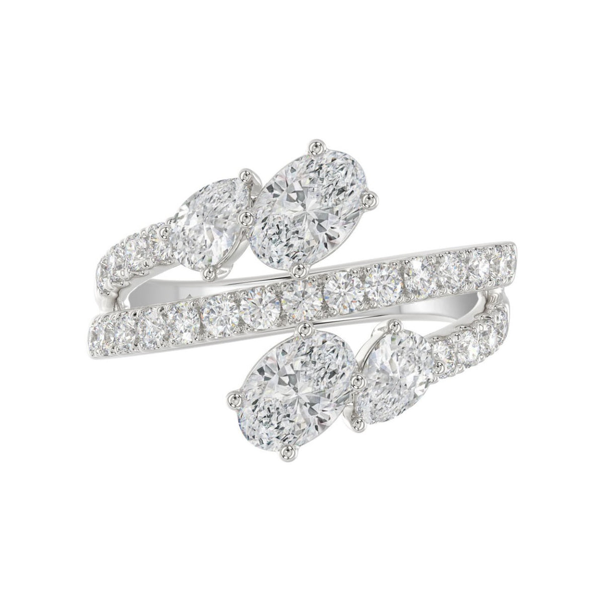 LADIES RING 2.00CT ROUND/OVAL/PEAR DIAMOND 14K WHITE GOLD 