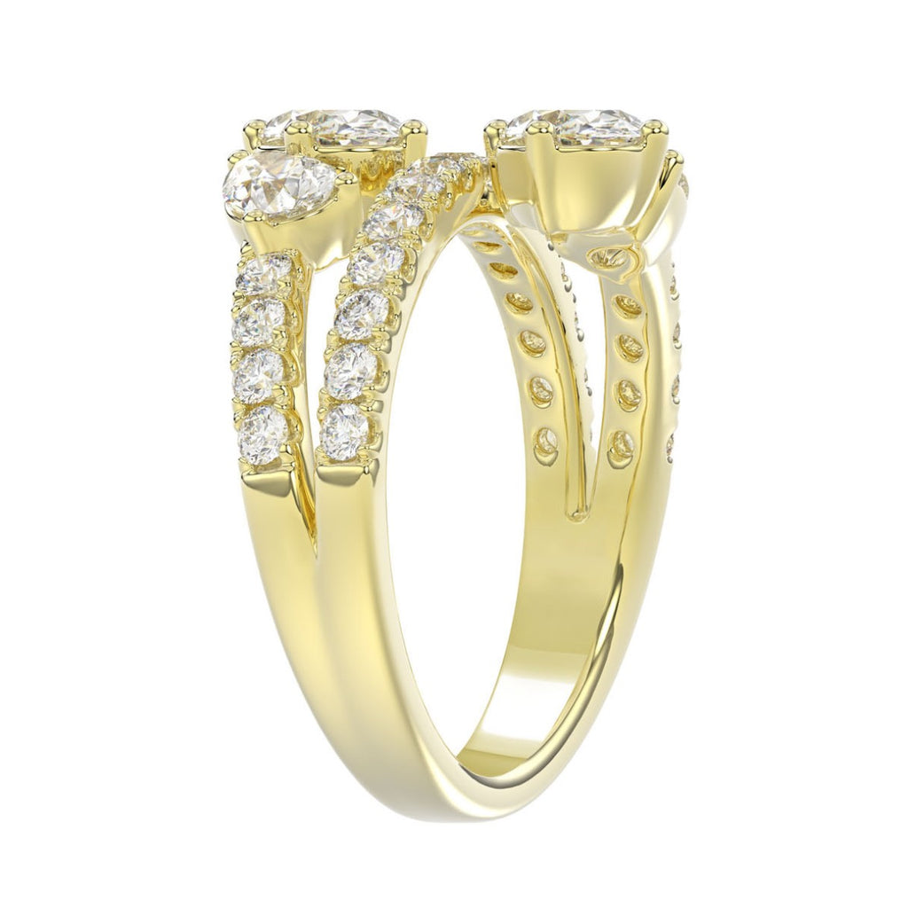 LADIES RING 2.00CT ROUND/OVAL/PEAR DIAMOND 14K YELLOW GOLD 