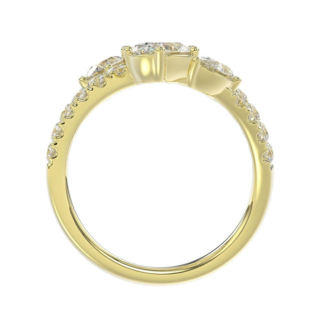LADIES RING 2.00CT ROUND/OVAL/PEAR DIAMOND 14K YELLOW GOLD 