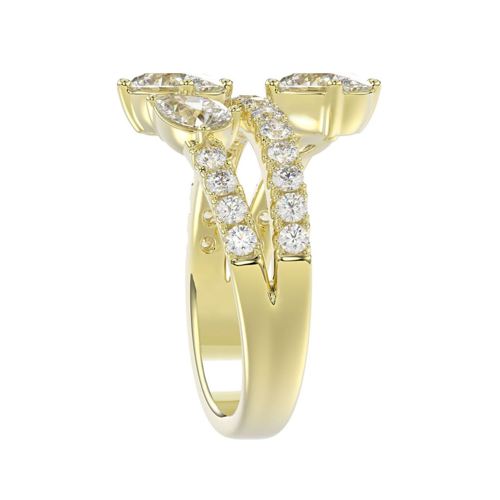 LADIES RING 2.00CT ROUND/OVAL/PEAR DIAMOND 14K YELLOW GOLD 