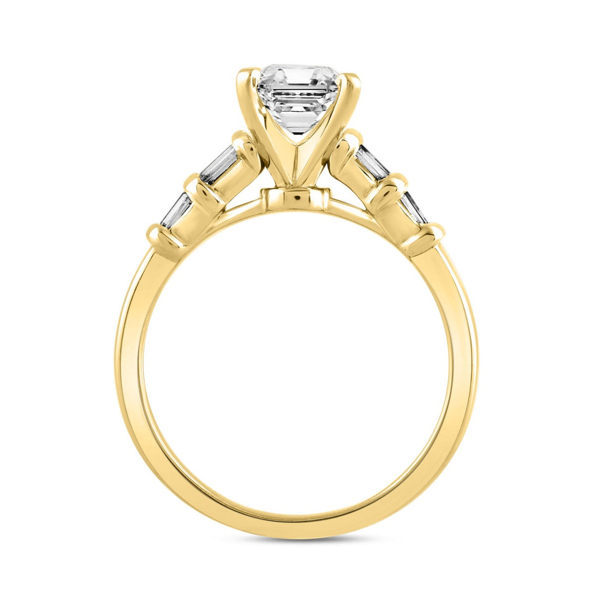 LADIES RING 2 1/4CT BAGUETTE/EMERALD DIAMOND 14K YELLOW GOLD (CENTER STONE EMERALD DIAMOND 2.00CT )