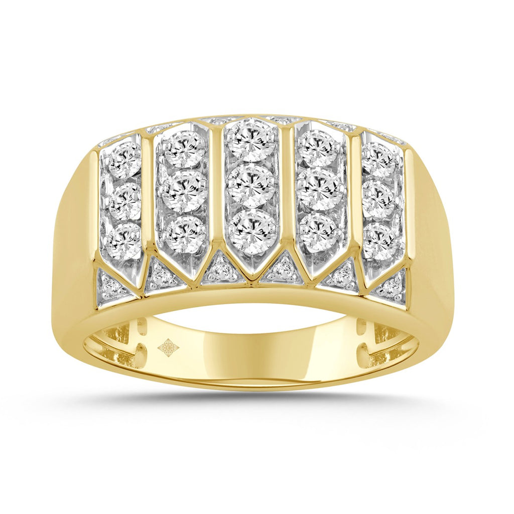 MEN'S RING 1.00CT ROUND DIAMOND 14K YELLOW GOLD 