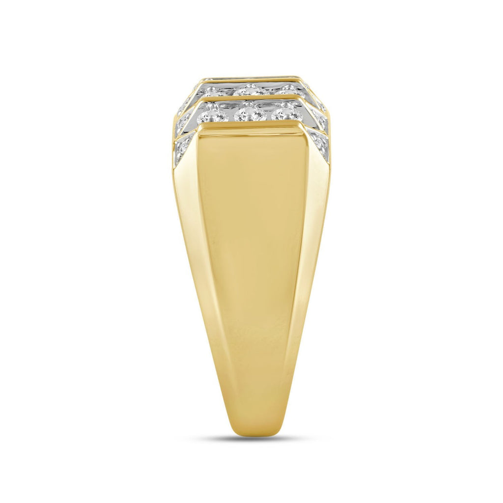 MEN'S RING 1.00CT ROUND DIAMOND 14K YELLOW GOLD 