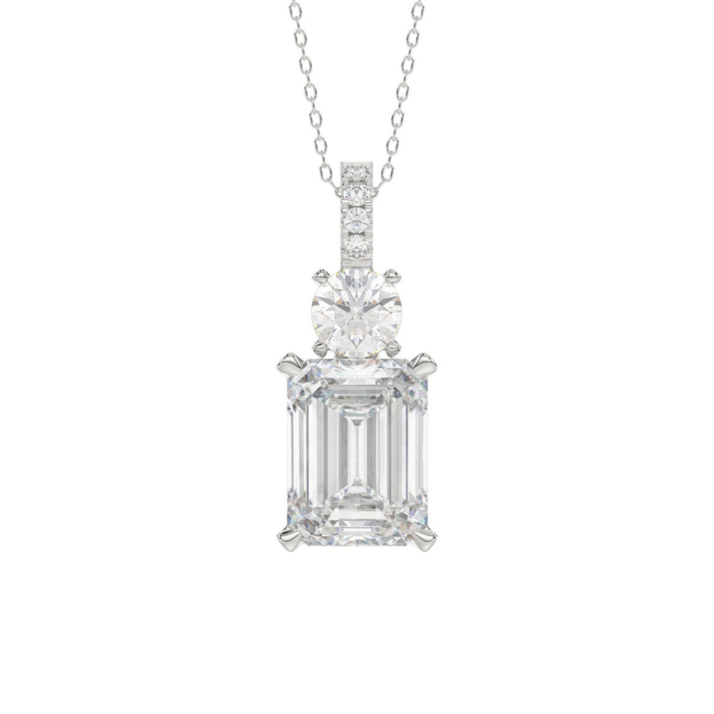 LADIES PENDANT 1 3/4CT ROUND/EMERALD DIAMOND 14K WHITE GOLD (CENTER STONE EMERALD DIAMOND 1 1/2CT)