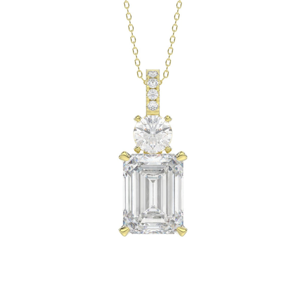 LADIES PENDANT 1 3/4CT ROUND/EMERALD DIAMOND 14K YELLOW GOLD (CENTER STONE EMERALD DIAMOND 1 1/2CT)
