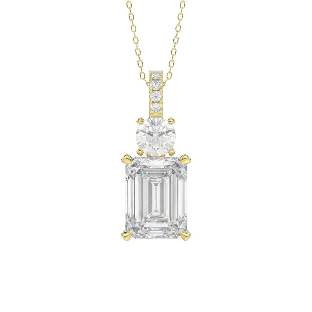 LADIES PENDANT 1 3/4CT ROUND/EMERALD DIAMOND 14K YELLOW GOLD (CENTER STONE EMERALD DIAMOND 1 1/2CT)