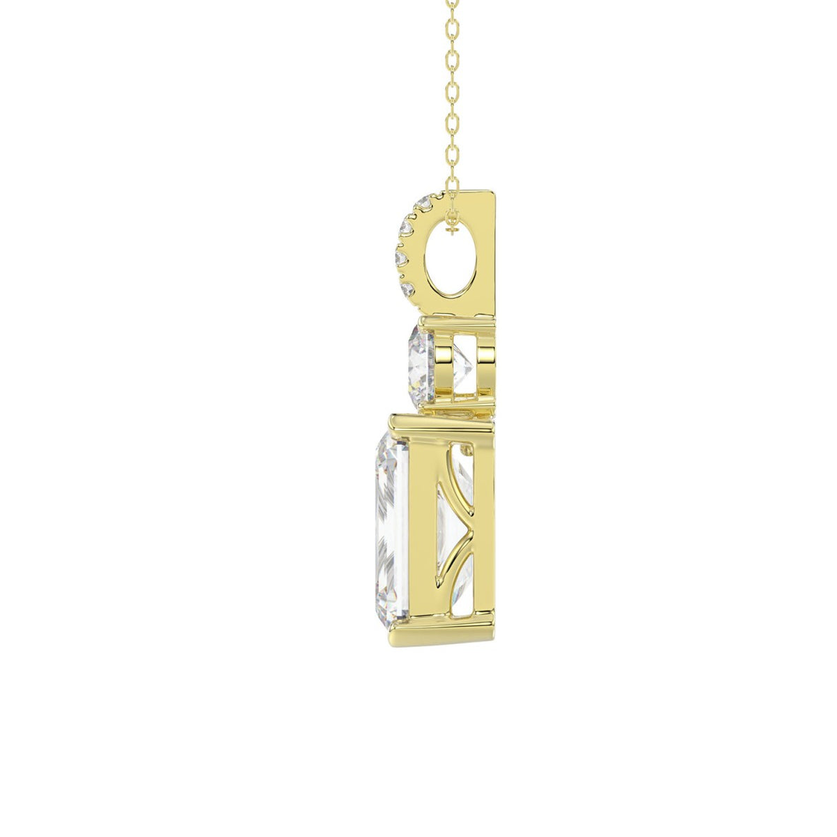 LADIES PENDANT 1 3/4CT ROUND/EMERALD DIAMOND 14K YELLOW GOLD (CENTER STONE EMERALD DIAMOND 1 1/2CT)