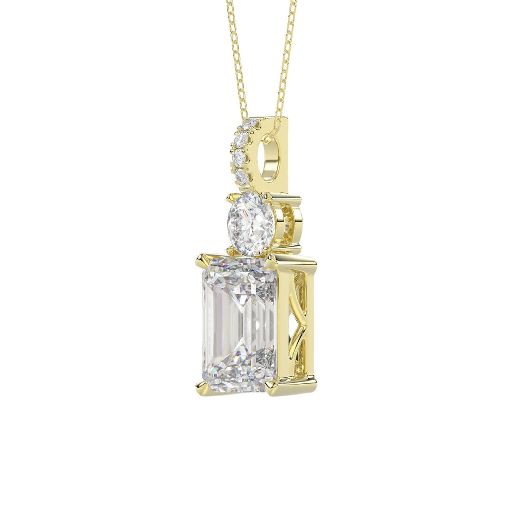 LADIES PENDANT 1 3/4CT ROUND/EMERALD DIAMOND 14K YELLOW GOLD (CENTER STONE EMERALD DIAMOND 1 1/2CT)