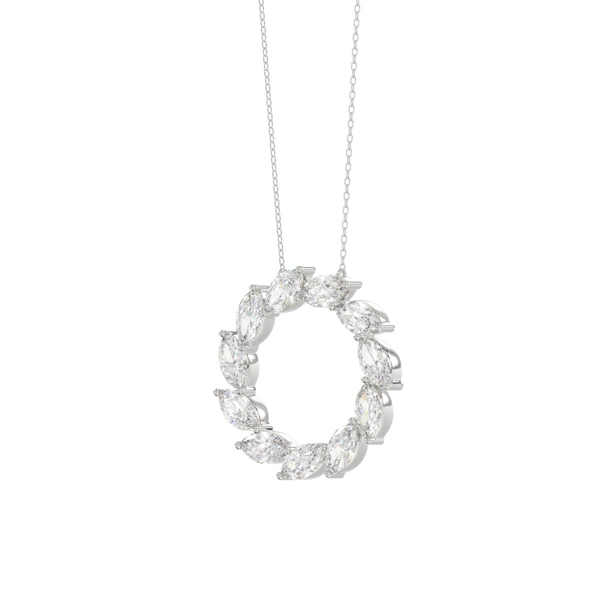 LADIES NECKLACE 1 1/2CT MARQUISE DIAMOND 14K WHITE GOLD 