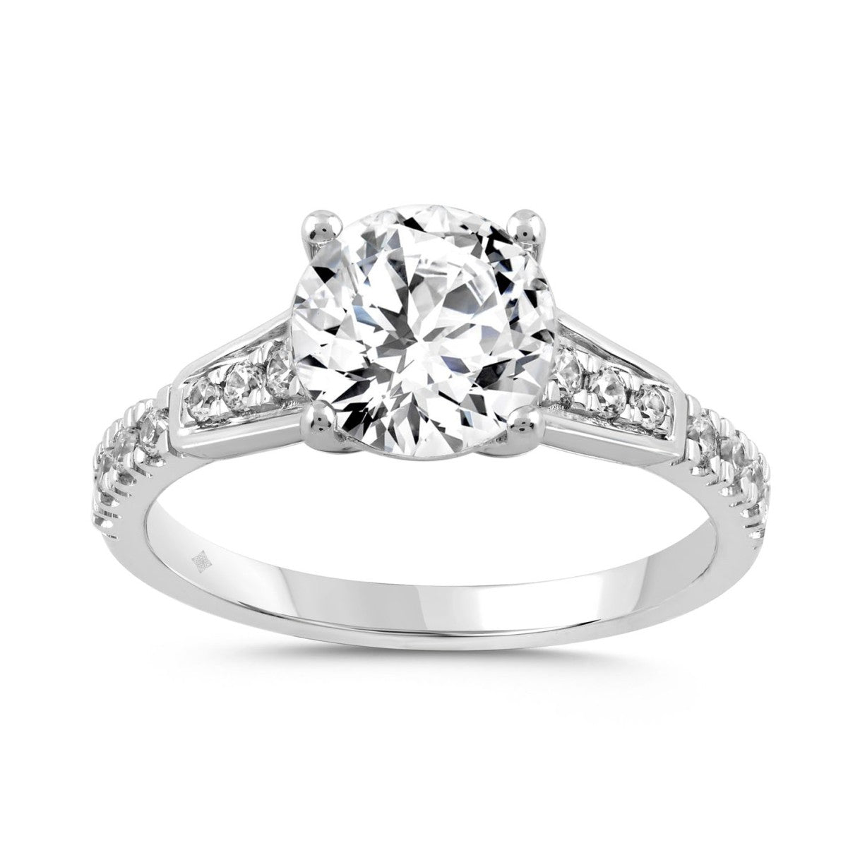 LADIES RING 2 1/4CT ROUND DIAMOND 14K WHITE GOLD (CENTER STONE ROUND DIAMOND 2.00CT)