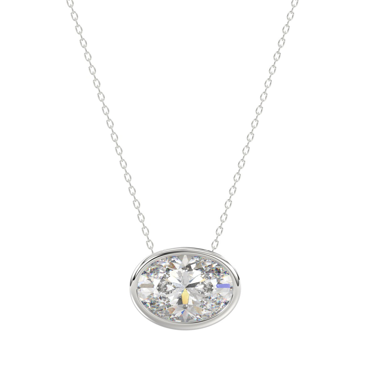 LADIES SOLITAIRE PENDANT 1CT OVAL DIAMOND 14K WHITE GOLD 