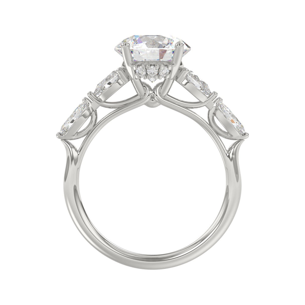 LADIES RING 2 1/2CT ROUND/PEAR/MARQUISE DIAMOND 14K WHITE GOLD (CENTER STONE ROUND DIAMOND 2.00CT)