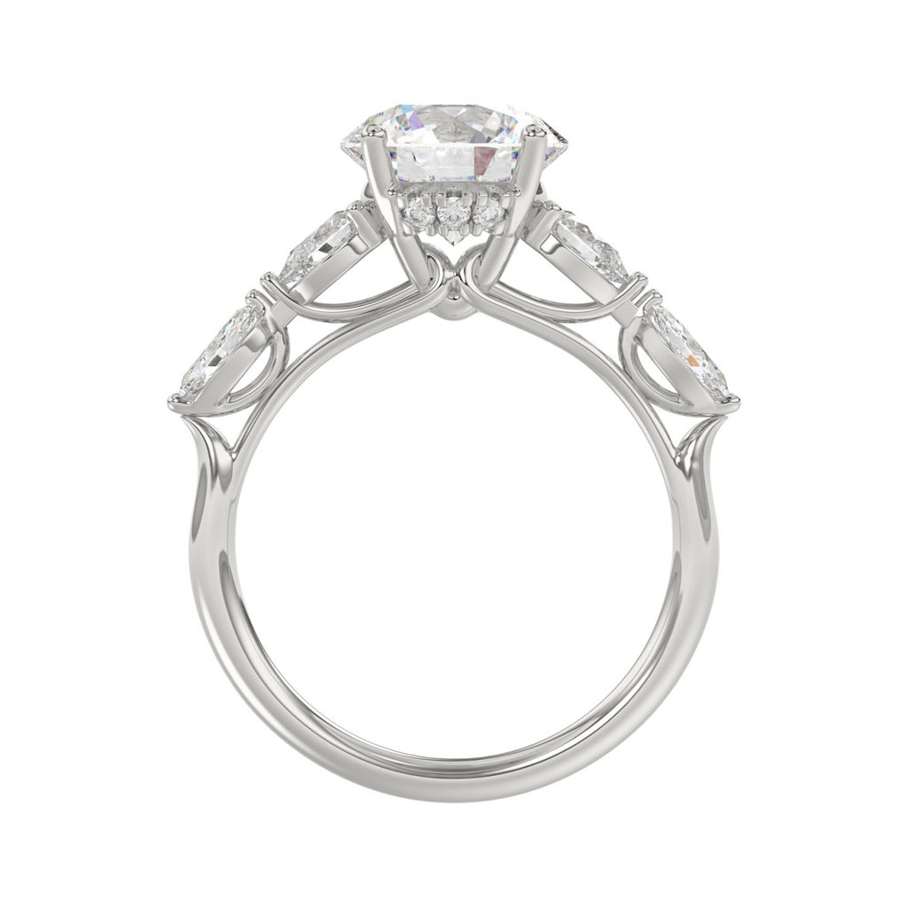 LADIES RING 2 1/2CT ROUND/PEAR/MARQUISE DIAMOND 14K WHITE GOLD (CENTER STONE ROUND DIAMOND 2.00CT)