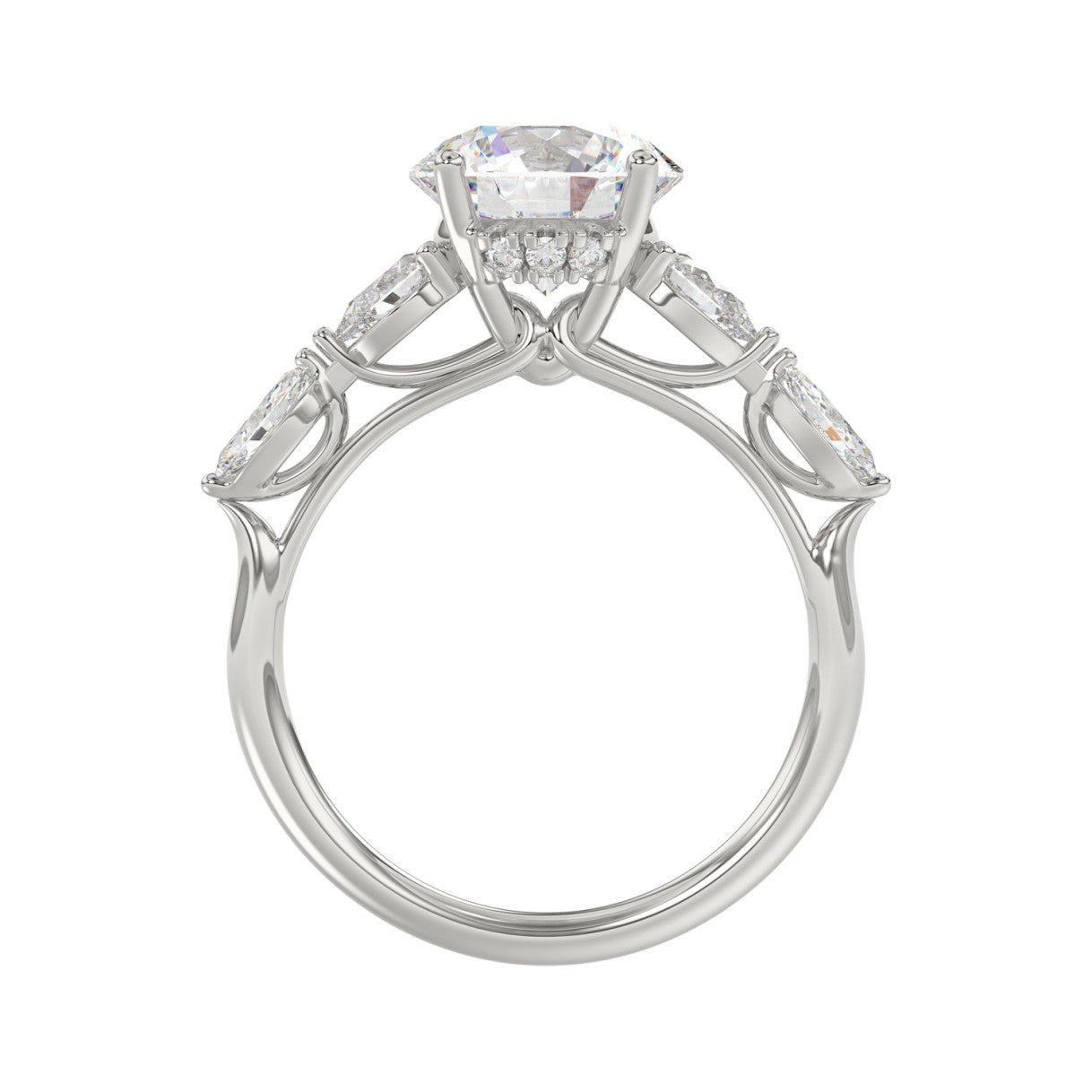 LADIES RING 2 1/2CT ROUND/PEAR/MARQUISE DIAMOND 14K WHITE GOLD (CENTER STONE ROUND DIAMOND 2.00CT)