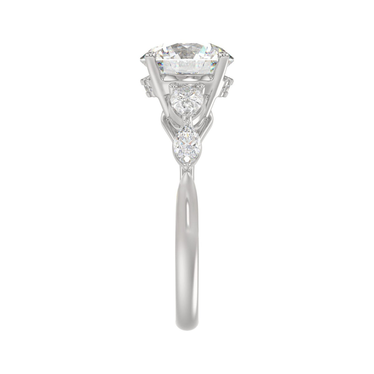 LADIES RING 2 1/2CT ROUND/PEAR/MARQUISE DIAMOND 14K WHITE GOLD (CENTER STONE ROUND DIAMOND 2.00CT)