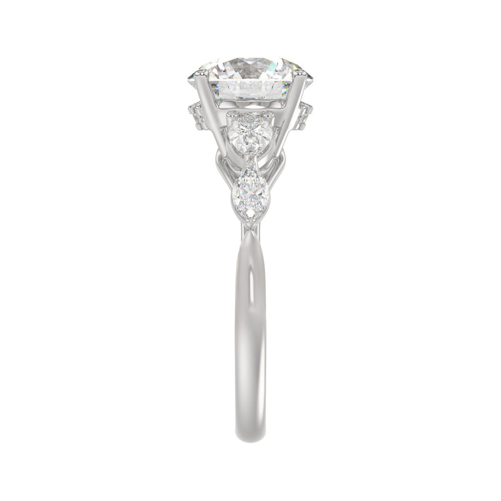 LADIES RING 2 1/2CT ROUND/PEAR/MARQUISE DIAMOND 14K WHITE GOLD (CENTER STONE ROUND DIAMOND 2.00CT)