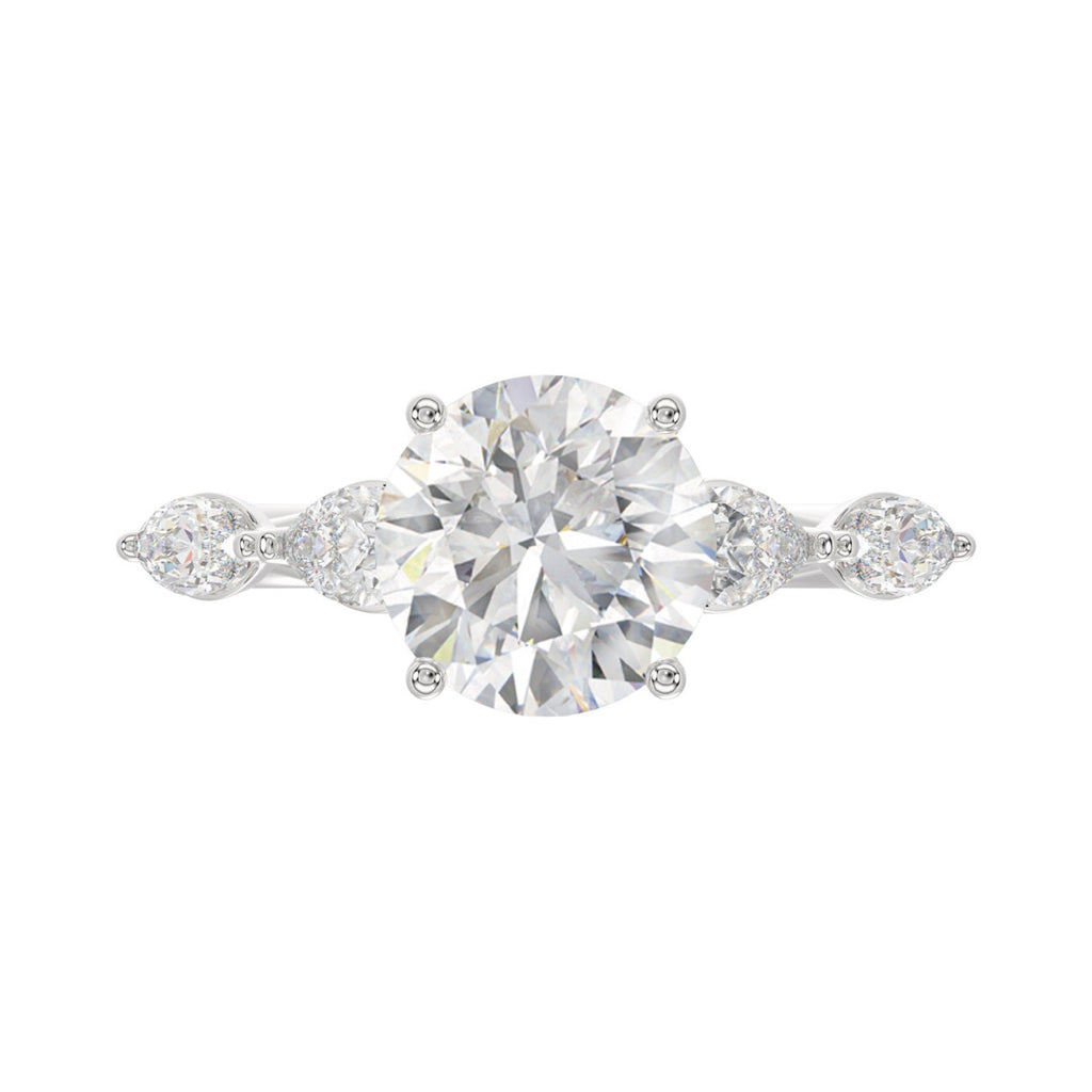 LADIES RING 2 1/2CT ROUND/PEAR/MARQUISE DIAMOND 14K WHITE GOLD (CENTER STONE ROUND DIAMOND 2.00CT)