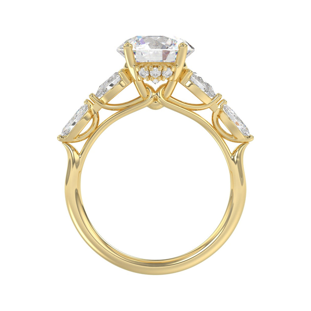 LADIES RING 2 1/2CT ROUND/PEAR/MARQUISE DIAMOND 14K YELLOW GOLD (CENTER STONE ROUND DIAMOND 2.00CT)