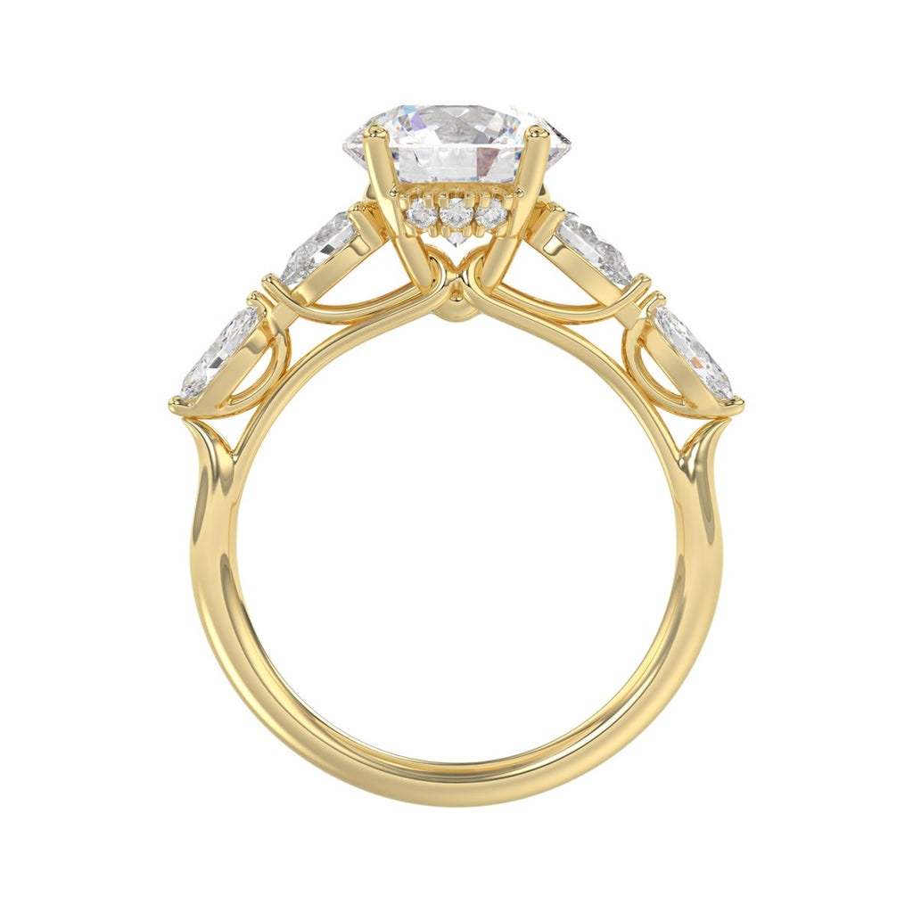 LADIES RING 2 1/2CT ROUND/PEAR/MARQUISE DIAMOND 14K YELLOW GOLD (CENTER STONE ROUND DIAMOND 2.00CT)