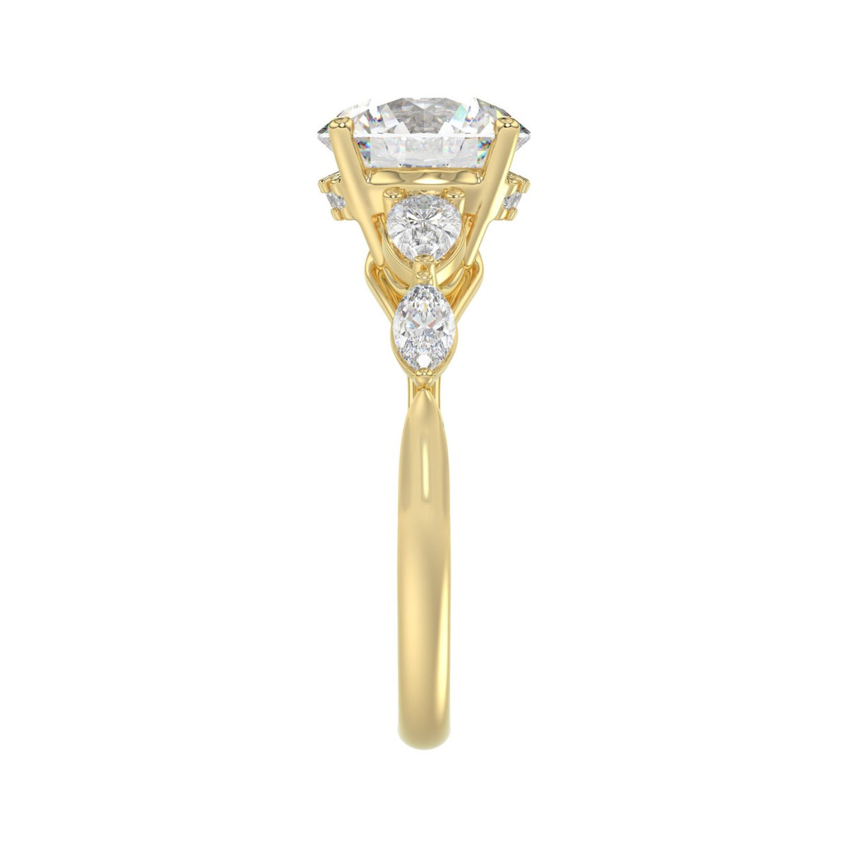 LADIES RING 2 1/2CT ROUND/PEAR/MARQUISE DIAMOND 14K YELLOW GOLD (CENTER STONE ROUND DIAMOND 2.00CT)