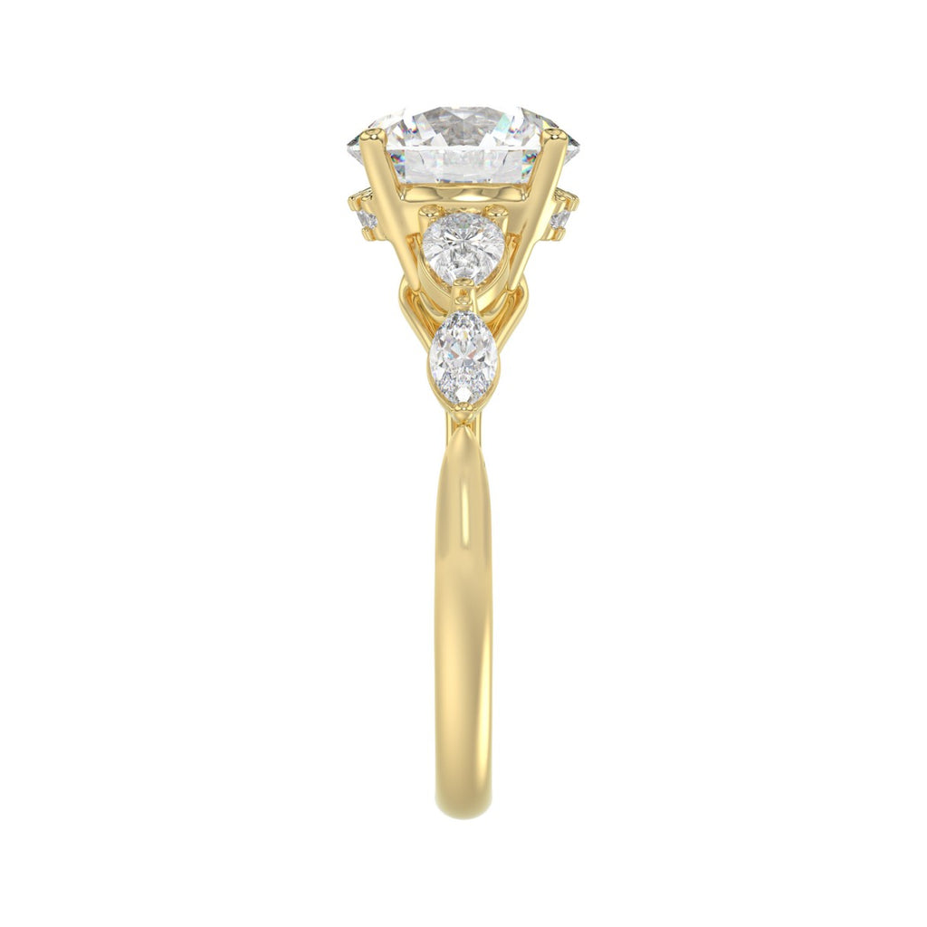 LADIES RING 2 1/2CT ROUND/PEAR/MARQUISE DIAMOND 14K YELLOW GOLD (CENTER STONE ROUND DIAMOND 2.00CT)