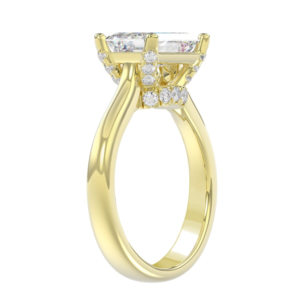 LADIES RING 3 1/4CT ROUND/EMERALD DIAMOND 14K YELLOW GOLD (CENTER STONE EMERALD DIAMOND 3.00CT)