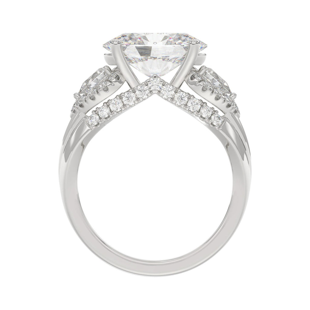LADIES RING 3 3/4CT ROUND/PEAR/OVAL DIAMOND 14K WHITE GOLD (CENTER STONE OVAL DIAMOND 3.00CT)