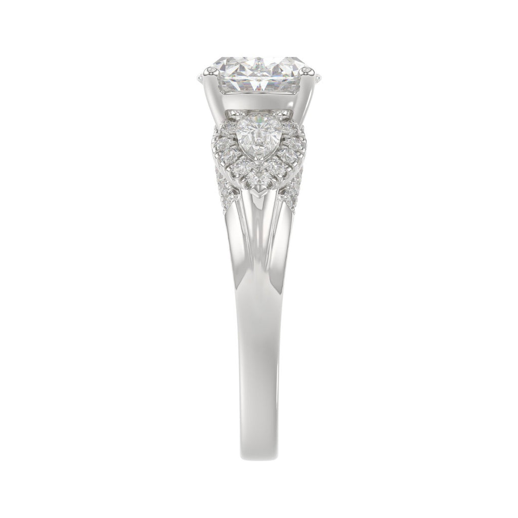 LADIES RING 3 3/4CT ROUND/PEAR/OVAL DIAMOND 14K WHITE GOLD (CENTER STONE OVAL DIAMOND 3.00CT)