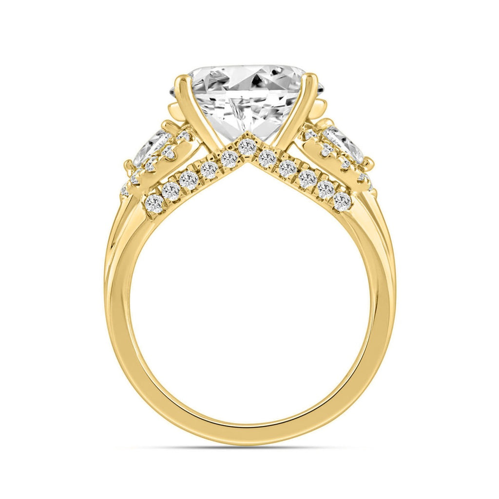LADIES RING 3 3/4CT ROUND/PEAR/OVAL DIAMOND 14K YELLOW GOLD (CENTER STONE OVAL DIAMOND 3.00CT)