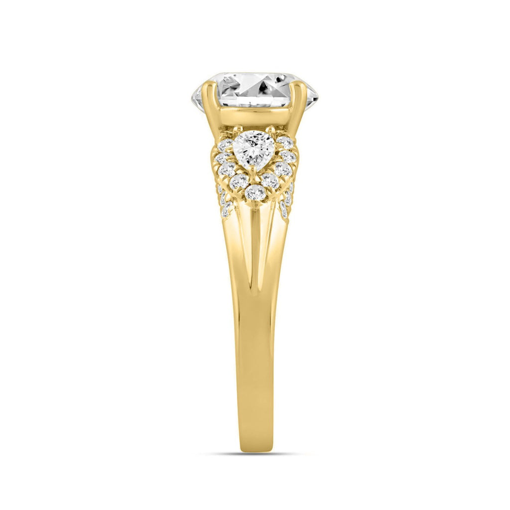 LADIES RING 3 3/4CT ROUND/PEAR/OVAL DIAMOND 14K YELLOW GOLD (CENTER STONE OVAL DIAMOND 3.00CT)