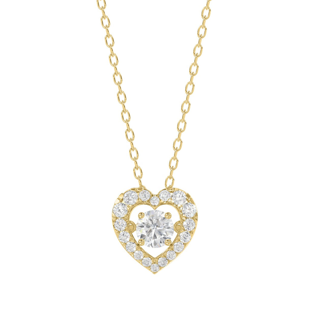 LADIES DANCING DIAMOND PENDANT WITH CHAIN 3/4CT ROUND DIAMOND 14K YELLOW GOLD (CENTER STONE ROUND DIAMOND 1/2CT)