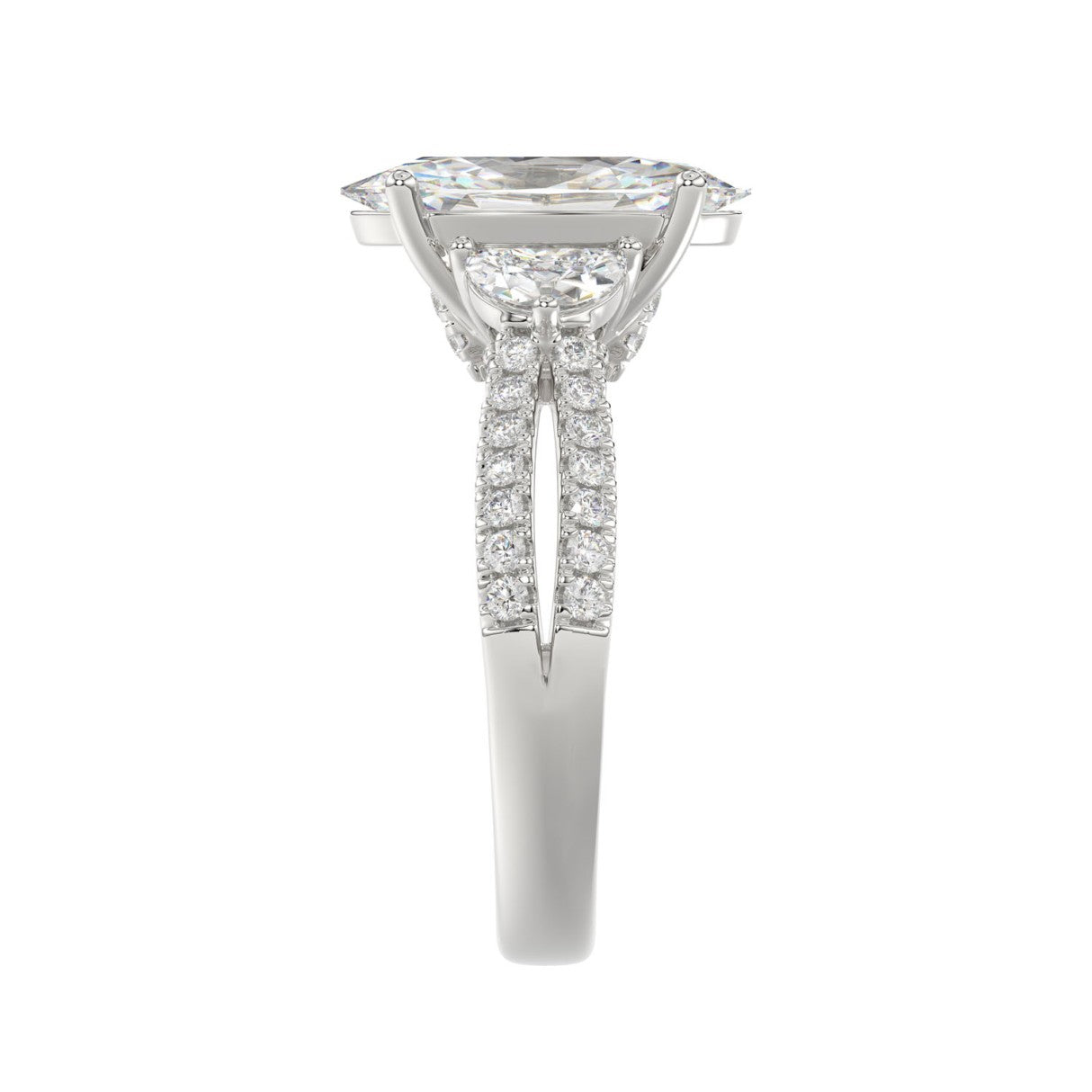 21K PLATINUM LADIES RING WITH 3.00CT ROUND/OVAL/HALF MOON/BAGUETTE DIAMONDS (CENTER STONE OVAL DIAMOND 2CT)