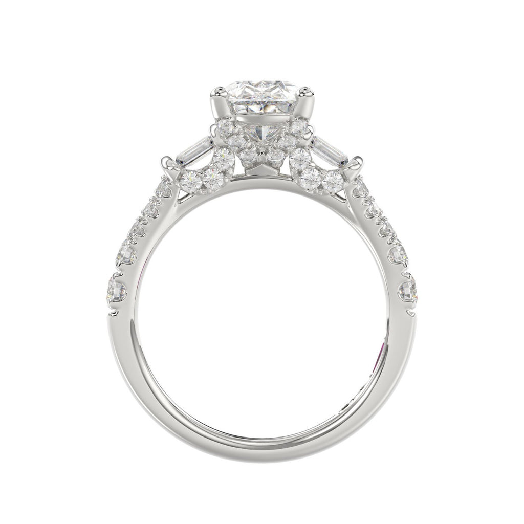 21K PLATINUM LADIES RING 2 3/4CT ROUND/PEAR/BAGUETTE DIAMOND (CENTER STONE PEAR DIAMOND 2CT)