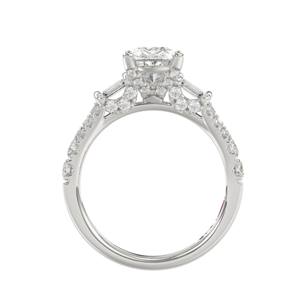 21K PLATINUM LADIES RING 2 3/4CT ROUND/PEAR/BAGUETTE DIAMOND (CENTER STONE PEAR DIAMOND 2CT)