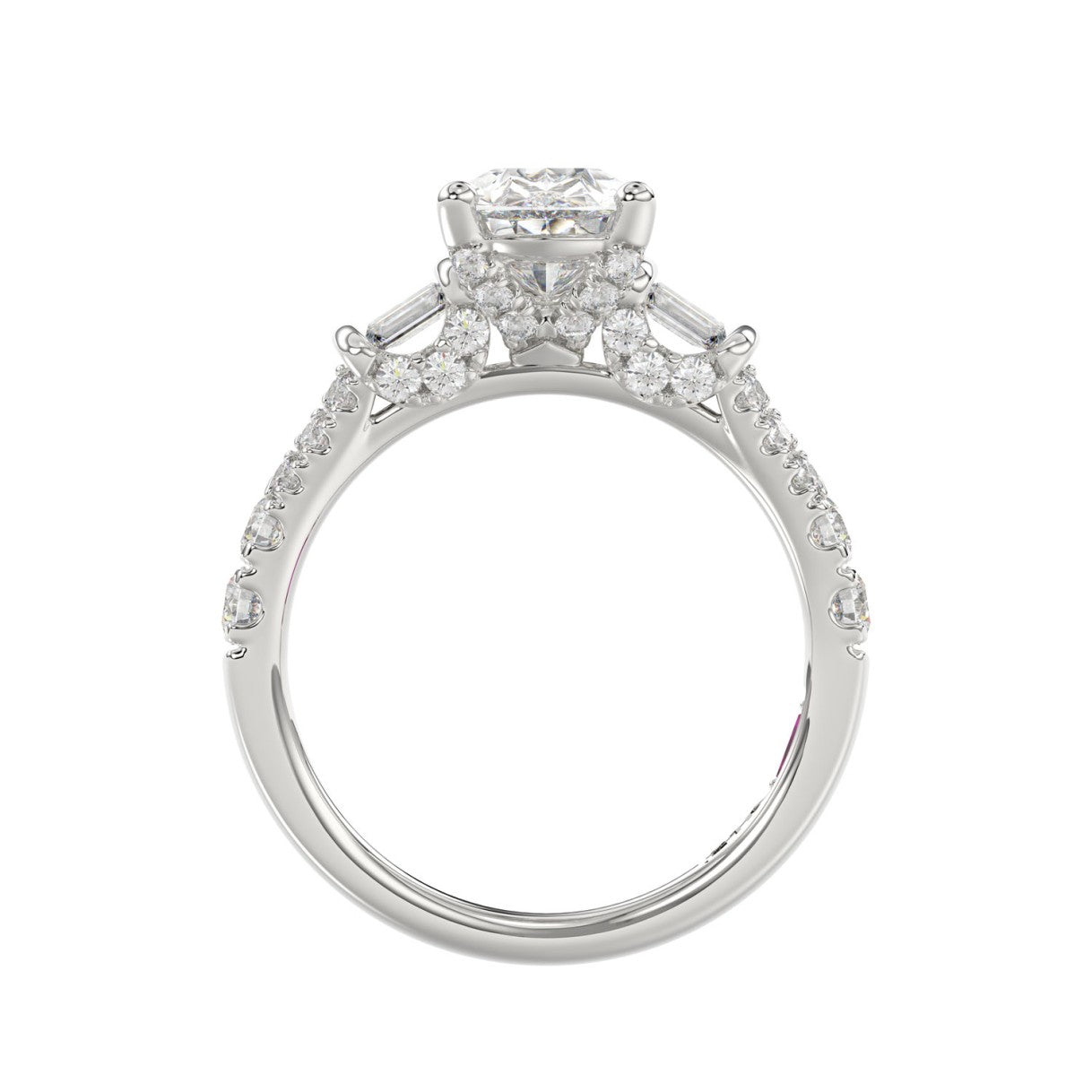 21K PLATINUM LADIES RING 2 3/4CT ROUND/PEAR/BAGUETTE DIAMOND (CENTER STONE PEAR DIAMOND 2CT)