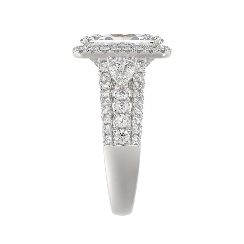 21K PLATINUM LADIES RING 3 1/2CT ROUND/PEAR/CUSHION/BAGUETTE DIAMOND (CENTER STONE CUSHION DIAMOND 2CT)