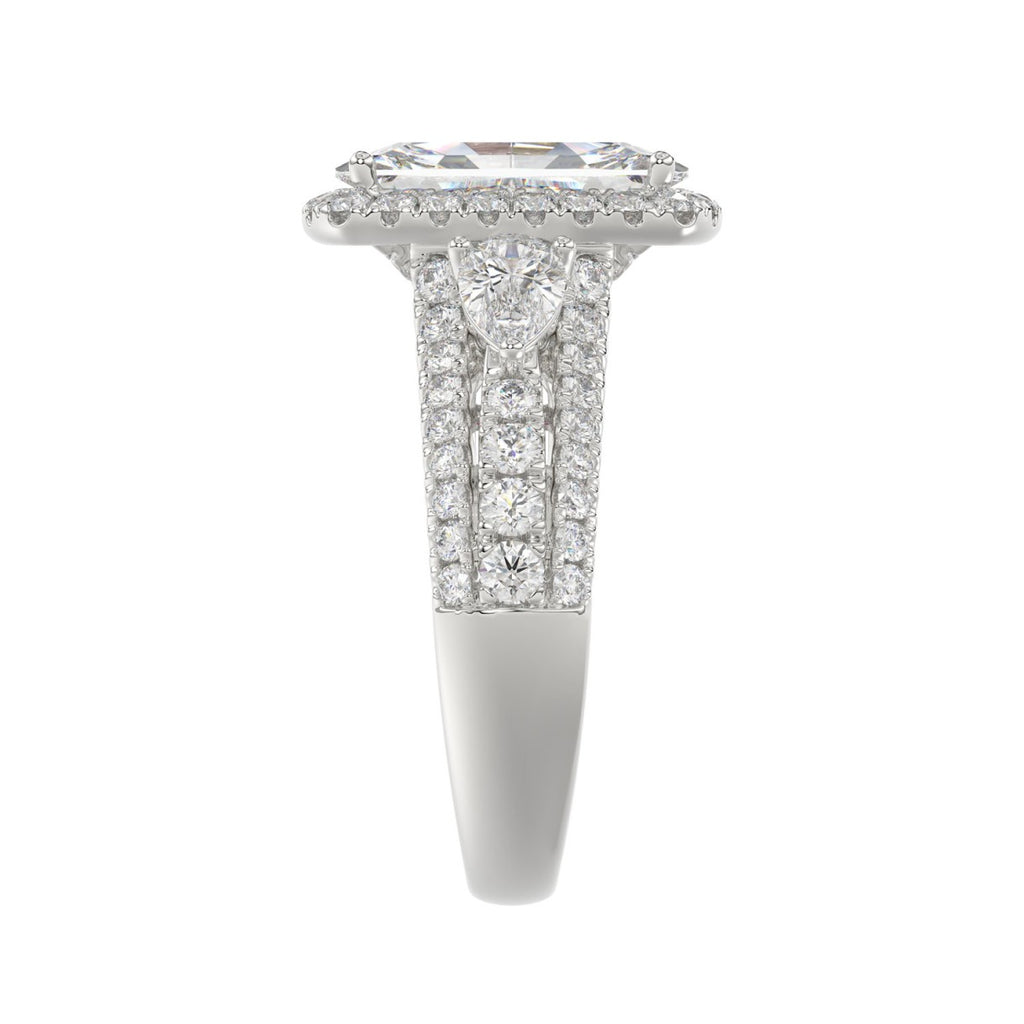 21K PLATINUM LADIES RING 3 1/2CT ROUND/PEAR/CUSHION/BAGUETTE DIAMOND (CENTER STONE CUSHION DIAMOND 2CT)