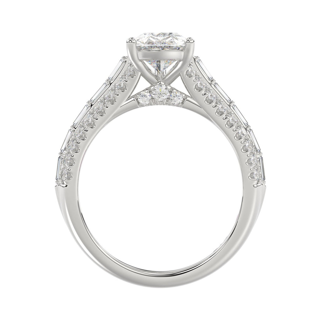 Luxury 14K White Gold Ladies Diamond Ring 2 3/4CT Round Pear & Baguette Diamonds with 2.00CT  Pear  Center stone (Color F-G -Clarity VS1/VS2)