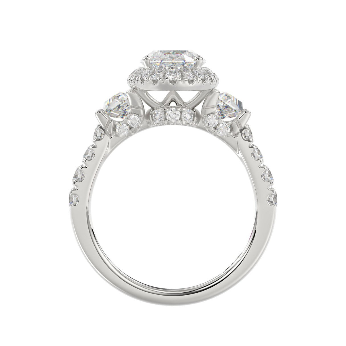 21K PLATINUM LADIES RING 3 1/4CT ROUND/OVAL/TRAPEZOID/BAGUETTE DIAMOND (CENTER STONE OVAL DIAMOND 2CT)