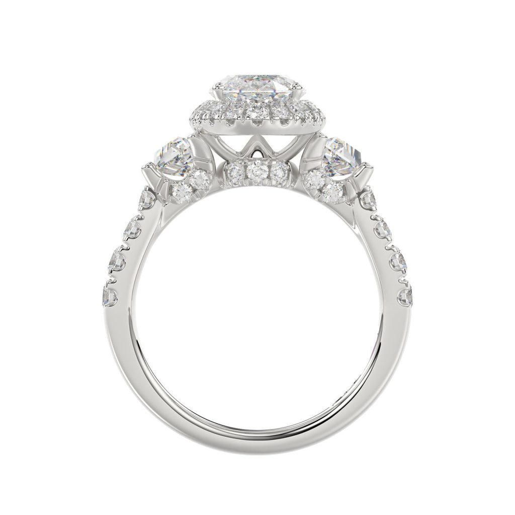 21K PLATINUM LADIES RING 3 1/4CT ROUND/ELONGATED OVAL/TRAPEZOID/BAGUETTE DIAMOND (CENTER STONE ELONGATED  OVAL DIAMOND 2CT)