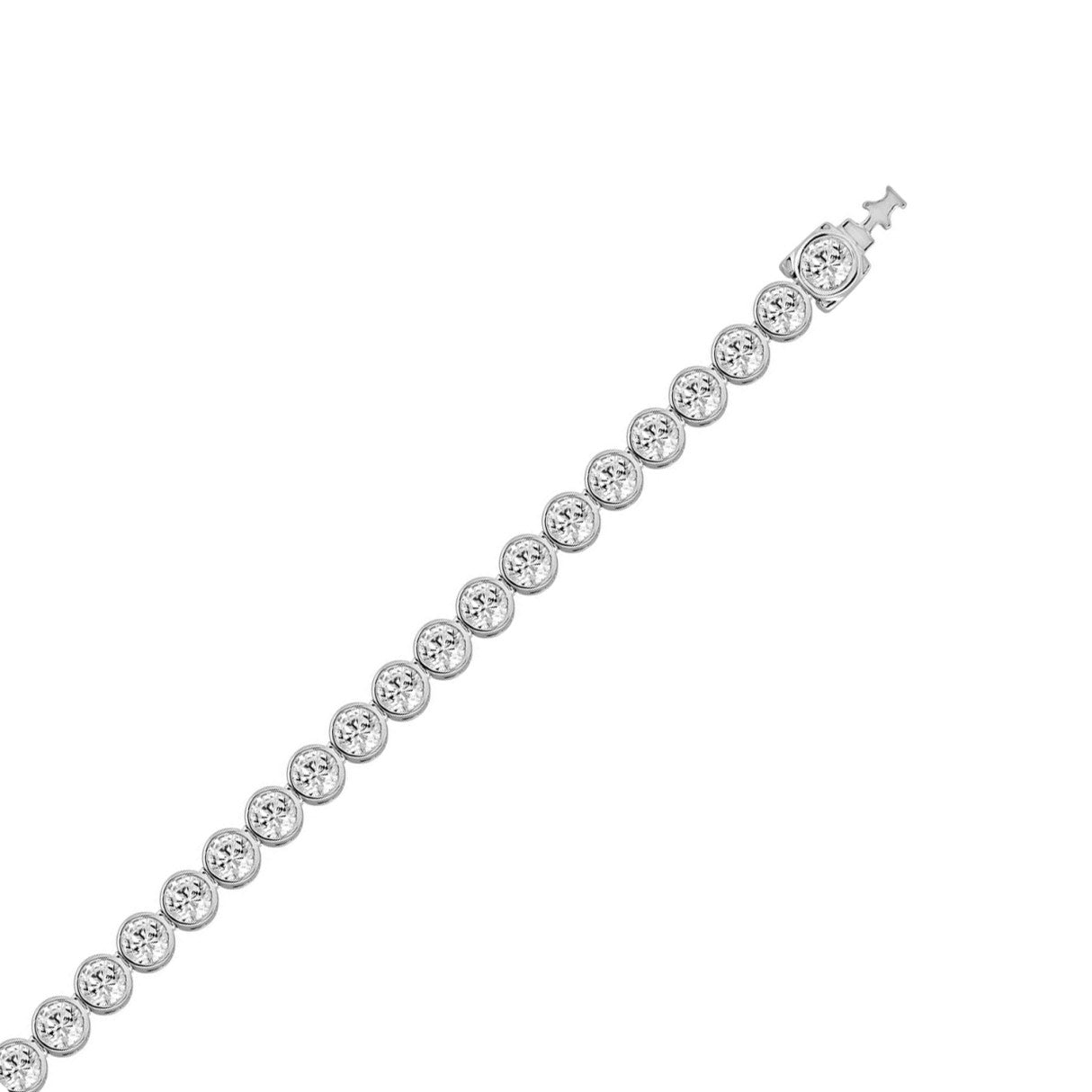 LADIES BRACELET 5.00CT ROUND DIAMOND 14K WHITE GOLD 